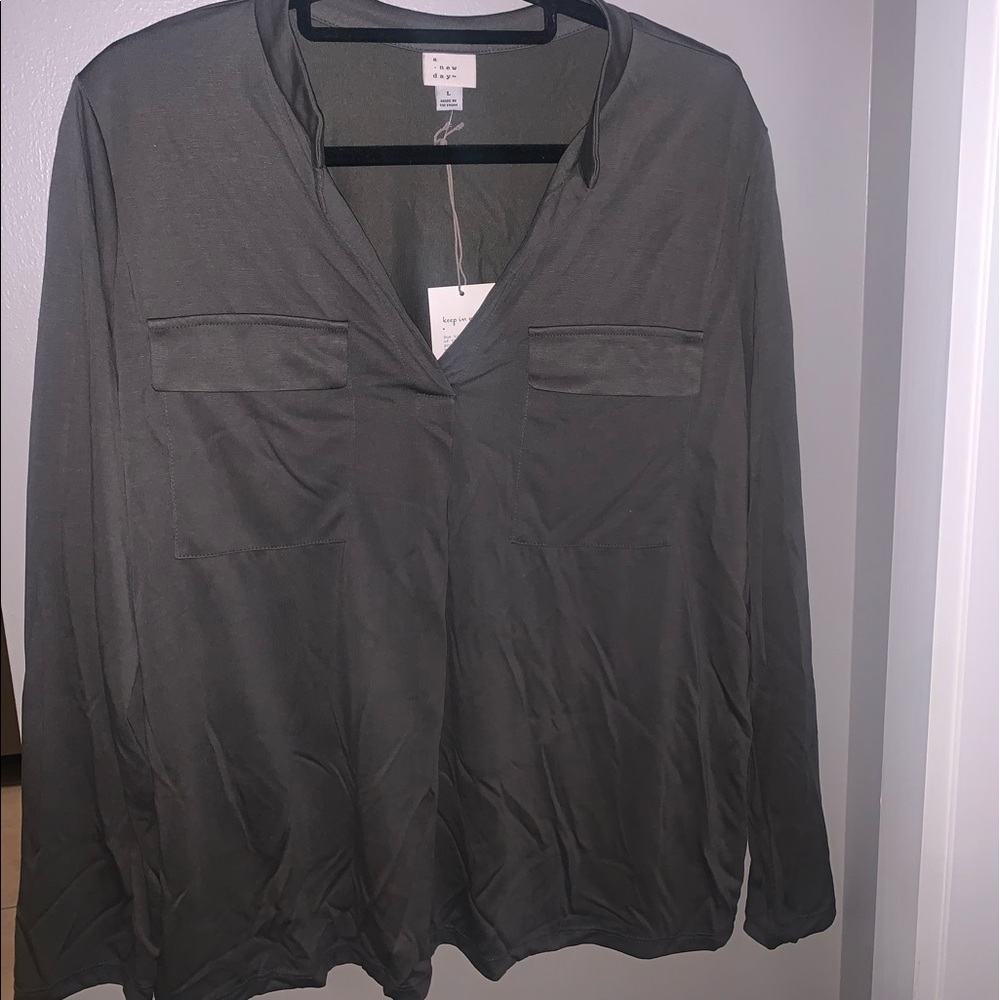 Army green cotton blouse
